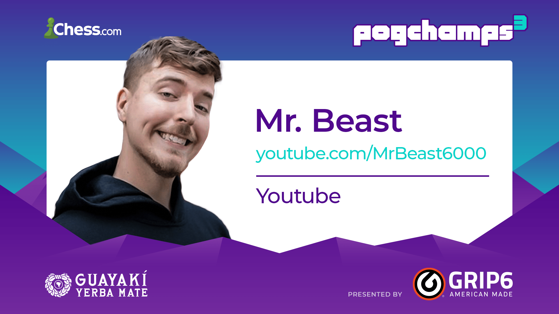 MrBeast official PogChamps 3 player graphic from Chess.com